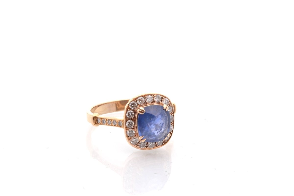 Bague saphir et diamants en or jaune - Castafiore