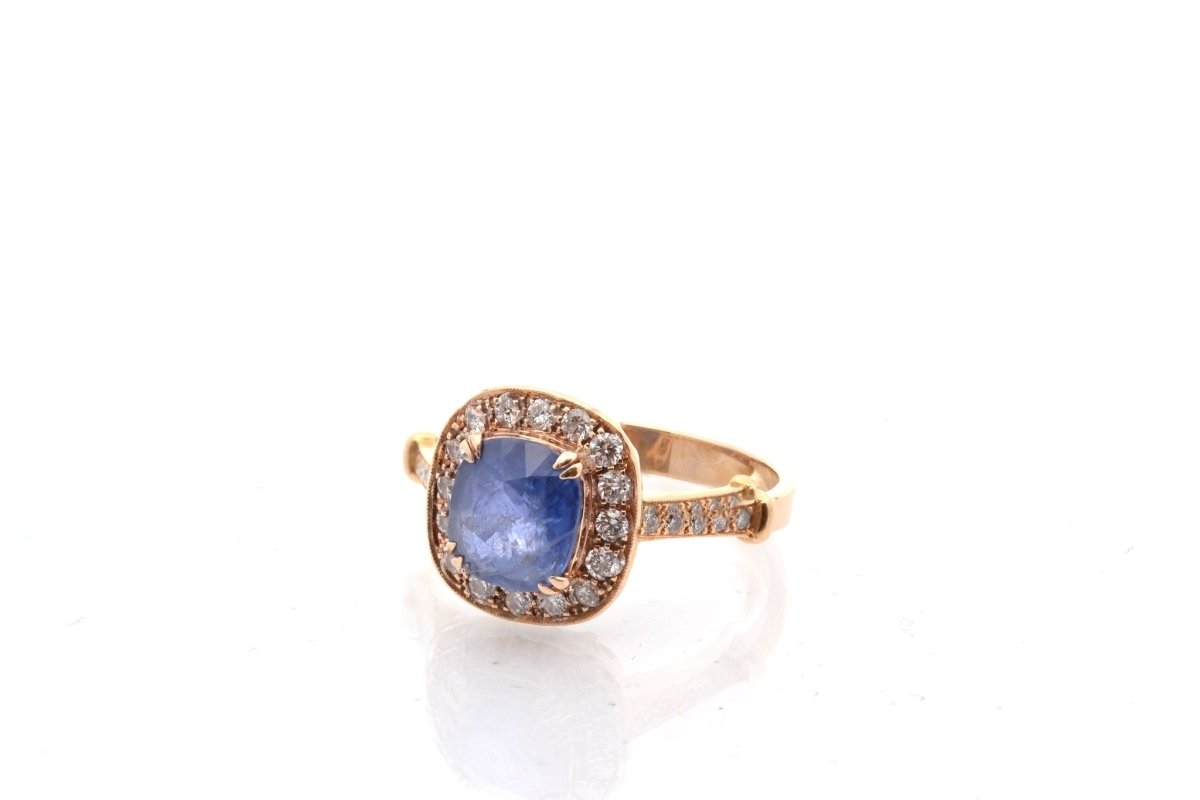 Bague saphir et diamants en or jaune - Castafiore