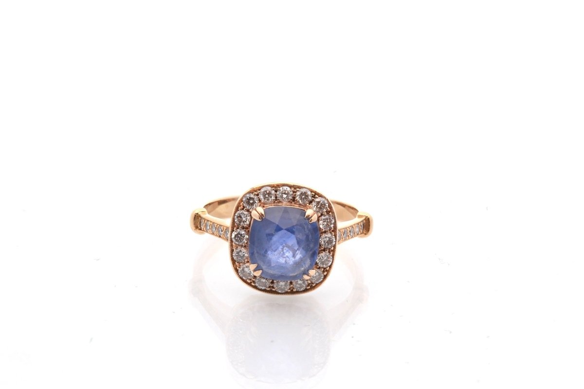 Bague saphir et diamants en or jaune - Castafiore