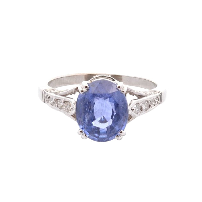 Bague Saphir et diamants en platine - Castafiore