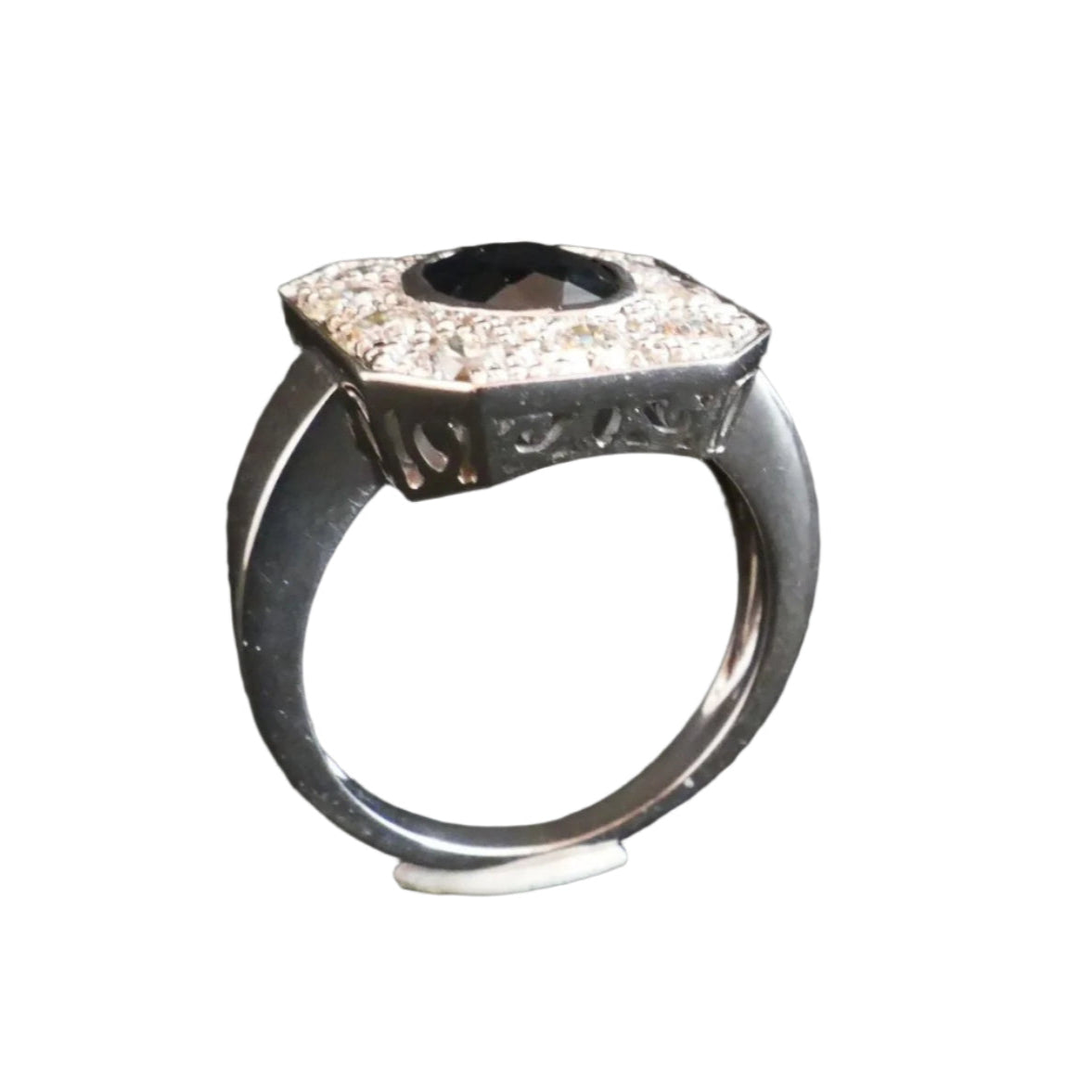 Bague Saphir Et Diamants, monture or blanc 18 carats. - Castafiore
