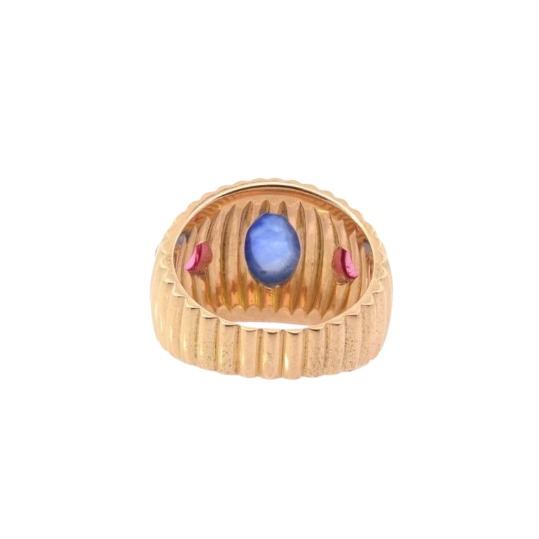 Bague saphir et tourmalines cabochon en or - Castafiore