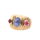 Bague saphir et tourmalines cabochon en or - Castafiore