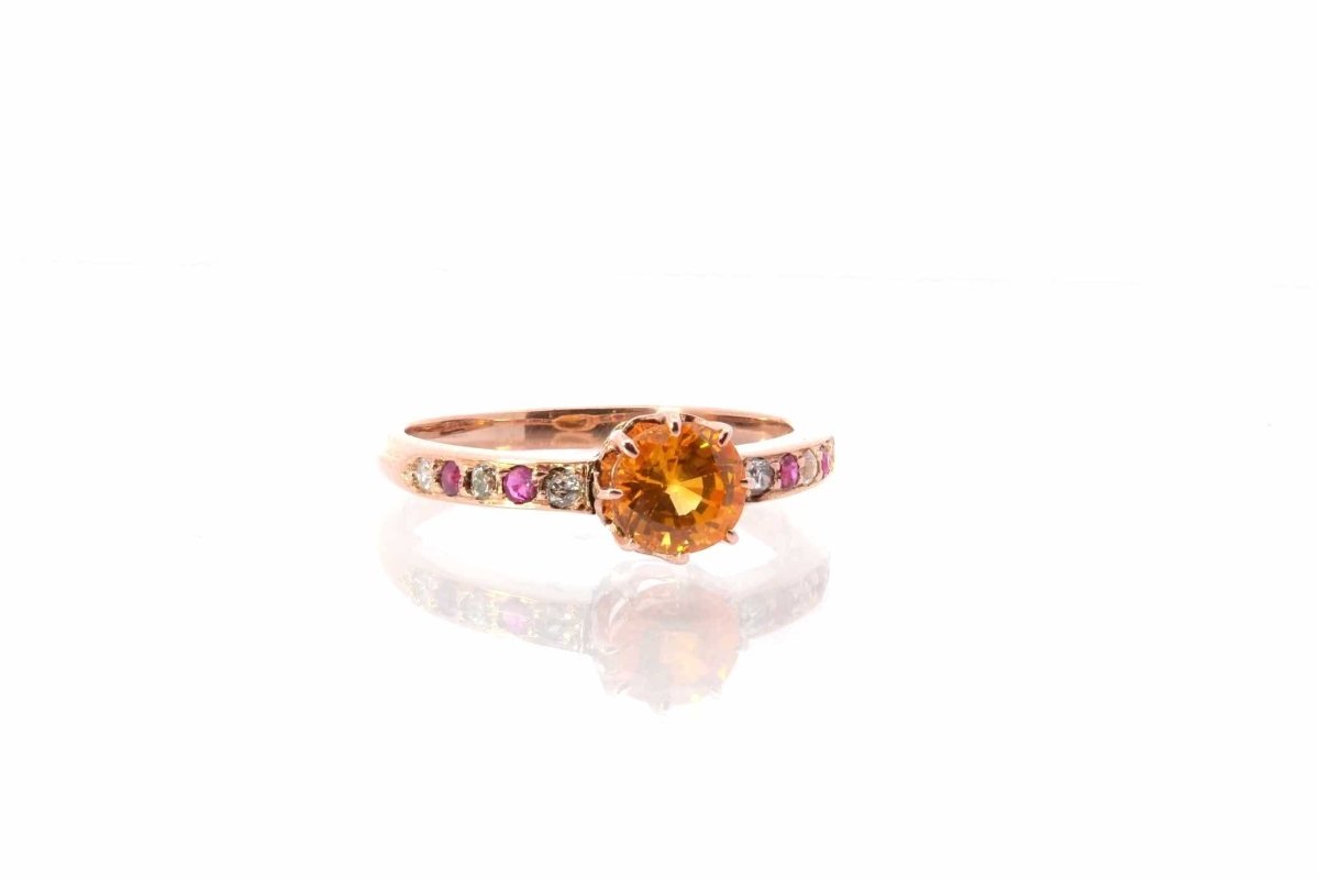 Bague saphir jaune, diamants et saphirs roses - Castafiore