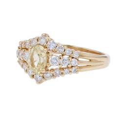 Bague saphir jaune et diamants or jaune - Castafiore