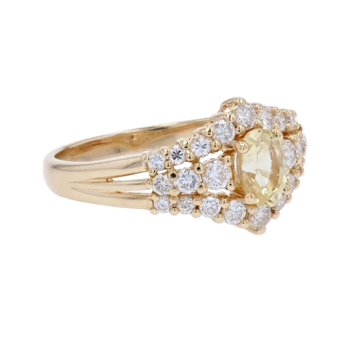 Bague saphir jaune et diamants or jaune - Castafiore