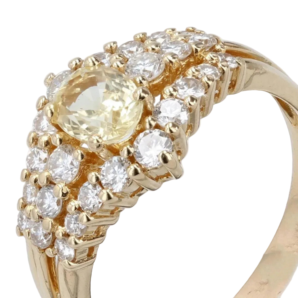 Bague saphir jaune et diamants or jaune - Castafiore