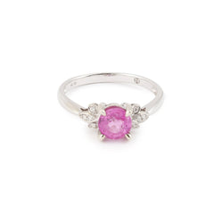 Bague Saphir Rose 1.20 Carats Diamants Or Gris 18 Carats - Castafiore