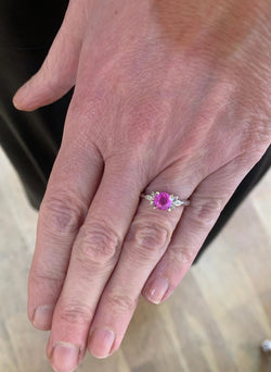 Bague Saphir Rose 1.20 Carats Diamants Or Gris 18 Carats - Castafiore