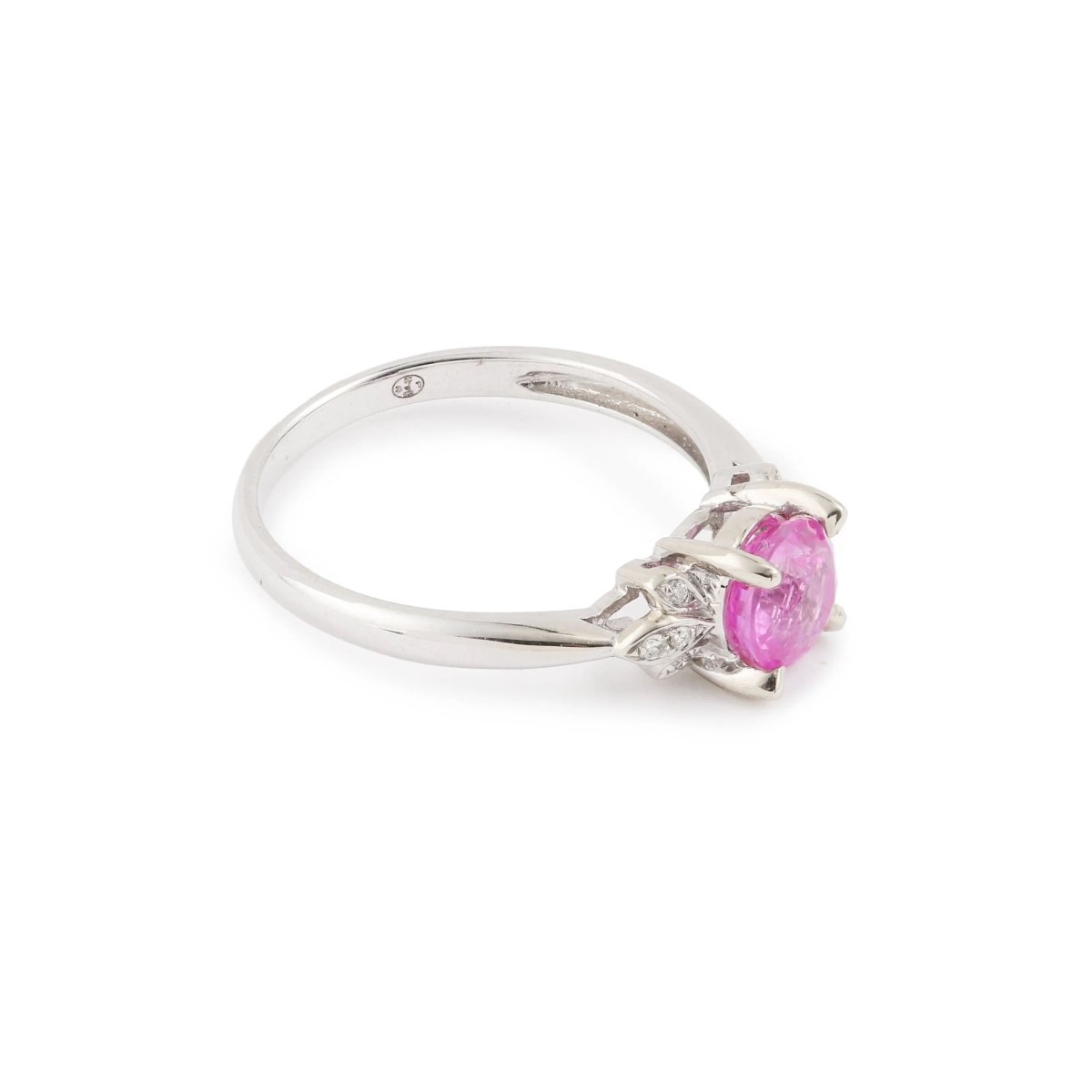 Bague Saphir Rose 1.20 Carats Diamants Or Gris 18 Carats - Castafiore