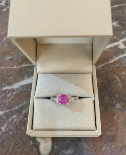 Bague Saphir Rose 1.20 Carats Diamants Or Gris 18 Carats - Castafiore
