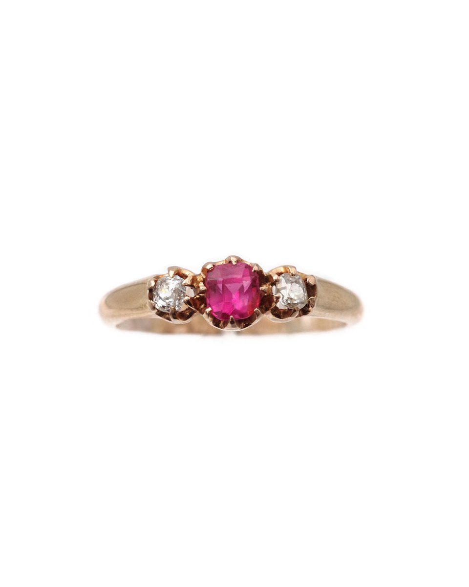 Bague Saphir rose diamants en or - Castafiore