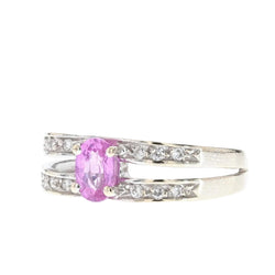 Bague saphir rose diamants or blanc - Castafiore
