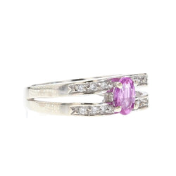 Bague saphir rose diamants or blanc - Castafiore