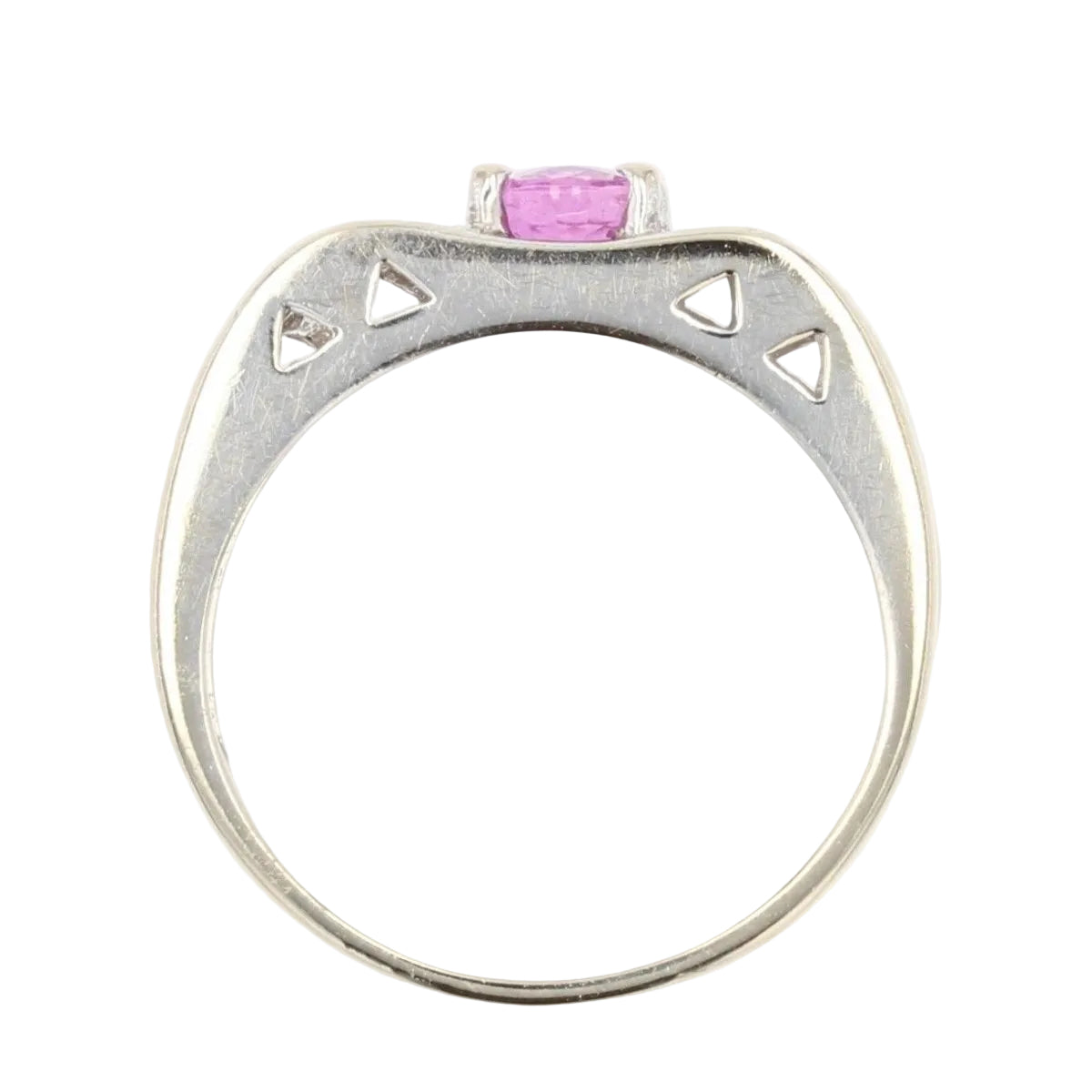 Bague saphir rose diamants or blanc - Castafiore