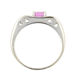 Bague saphir rose diamants or blanc - Castafiore