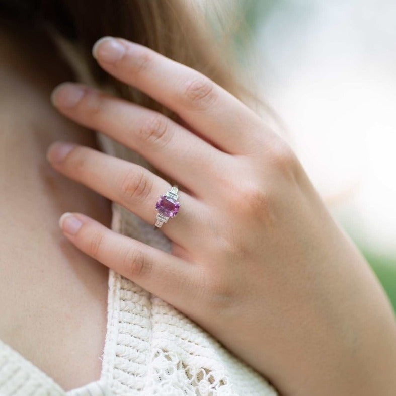 Bague saphir rose en or 18k - Castafiore