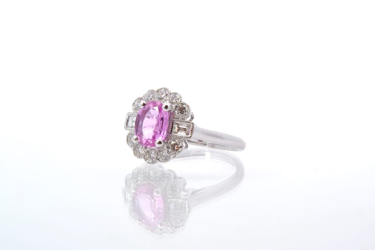 Bague saphir rose et diamants - Castafiore