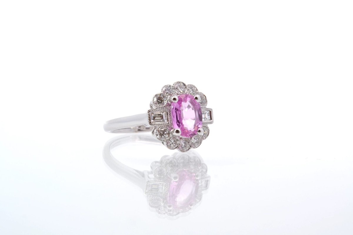 Bague saphir rose et diamants - Castafiore