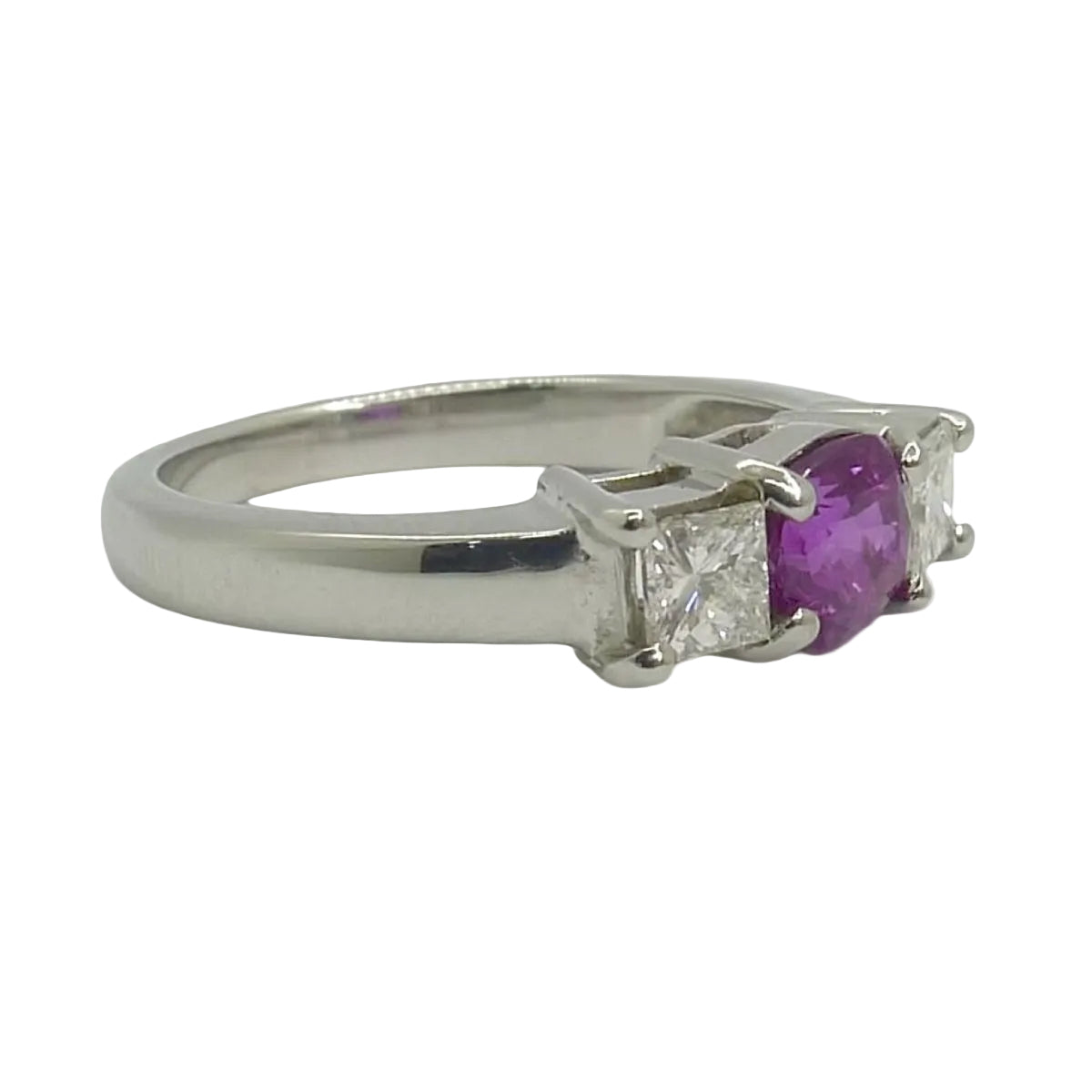 Bague Saphir rose et diamants en or blanc - Castafiore