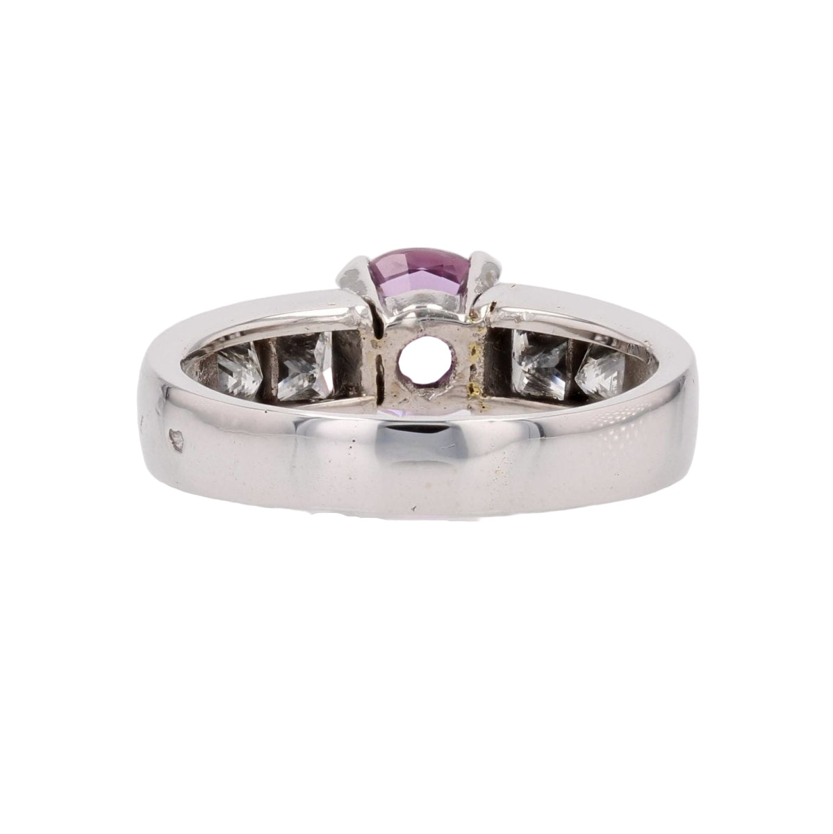 Bague Saphir rose et diamants en or blanc - Castafiore