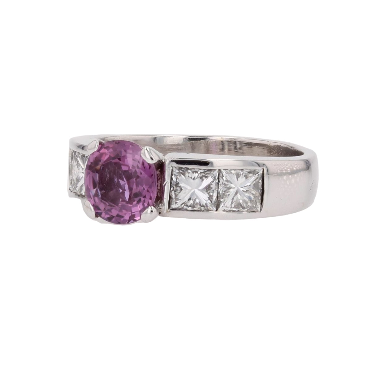 Bague Saphir rose et diamants en or blanc - Castafiore