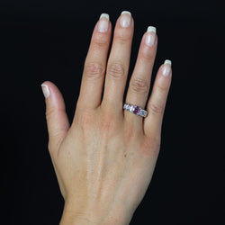 Bague Saphir rose et diamants en or blanc - Castafiore