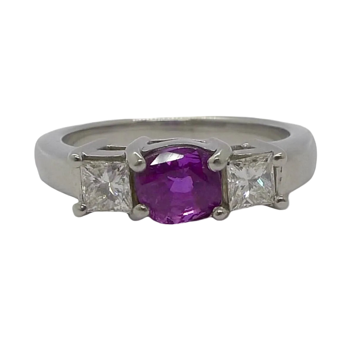 Bague Saphir rose et diamants en or blanc - Castafiore