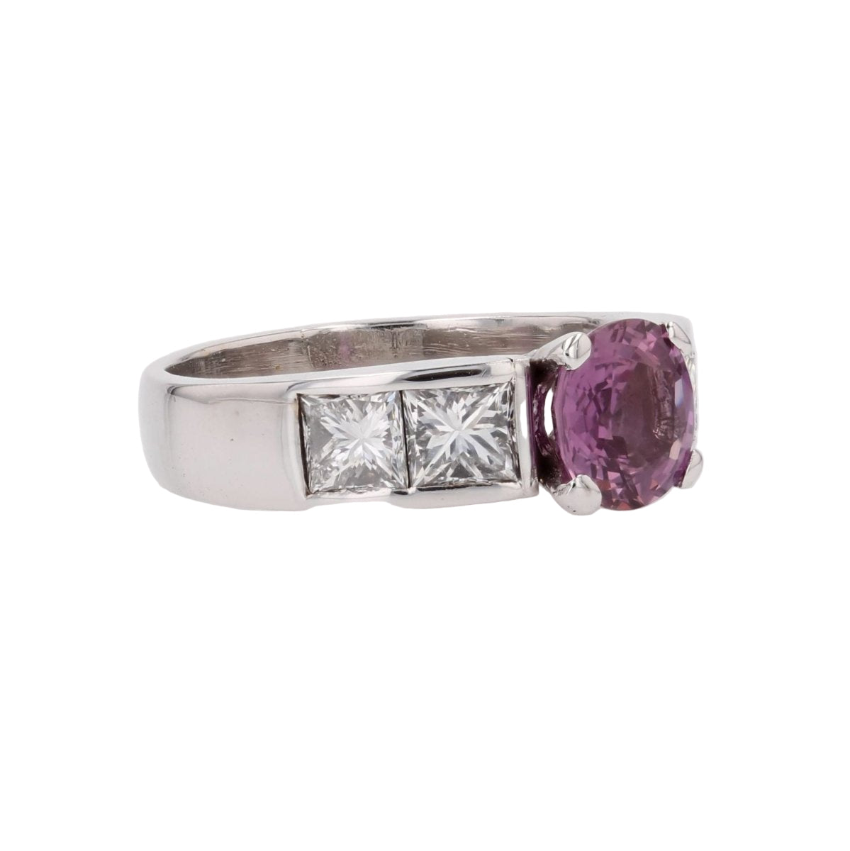 Bague Saphir rose et diamants en or blanc - Castafiore