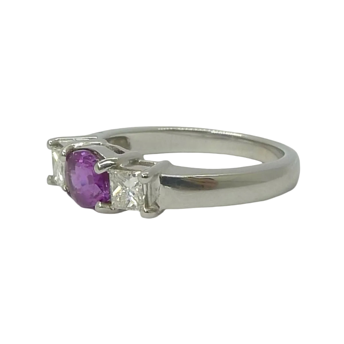 Bague Saphir rose et diamants en or blanc - Castafiore