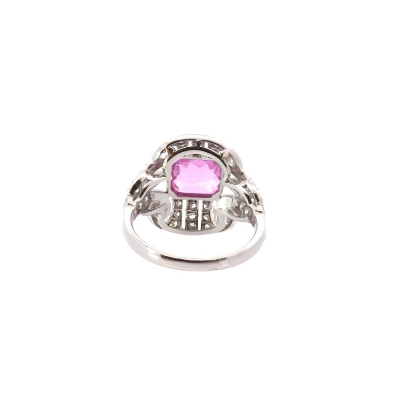 Bague saphir rose et diamants en platine - Castafiore