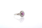 Bague saphir rose et diamants en platine - Castafiore