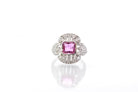 Bague saphir rose et diamants en platine - Castafiore