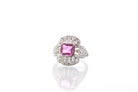 Bague saphir rose et diamants en platine - Castafiore