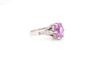 Bague saphir rose ovale et diamants en platine - Castafiore