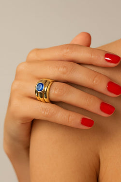 Bague saphir taille coussin Ceylan vintage - Castafiore