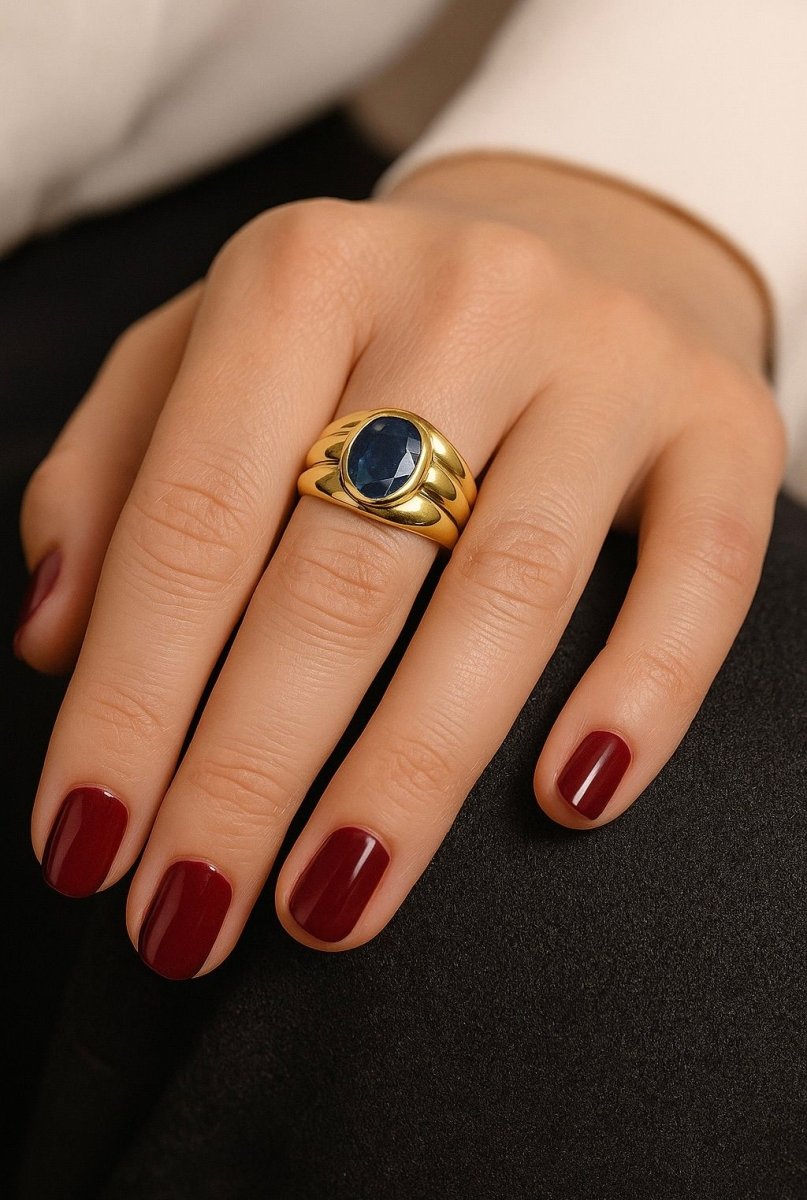 Bague saphir taille coussin Ceylan vintage - Castafiore