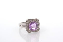 Bague Saphir violet de Ceylan en platine - Castafiore