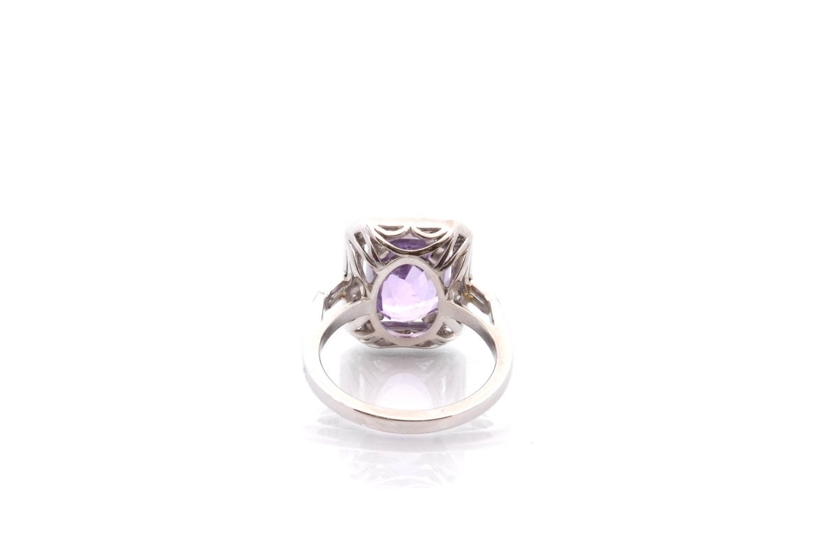 Bague Saphir violet et diamants en platine - Castafiore