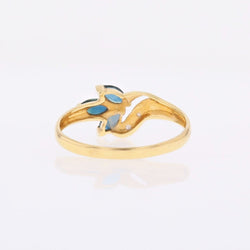 Bague saphirs navette en or jaune et diamants - Castafiore