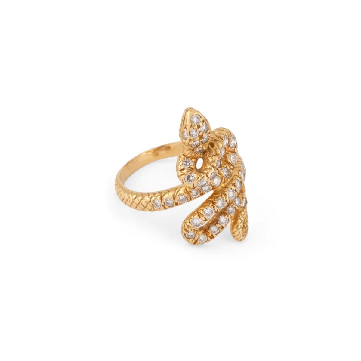 Bague serpent en diamant et or jaune - Castafiore