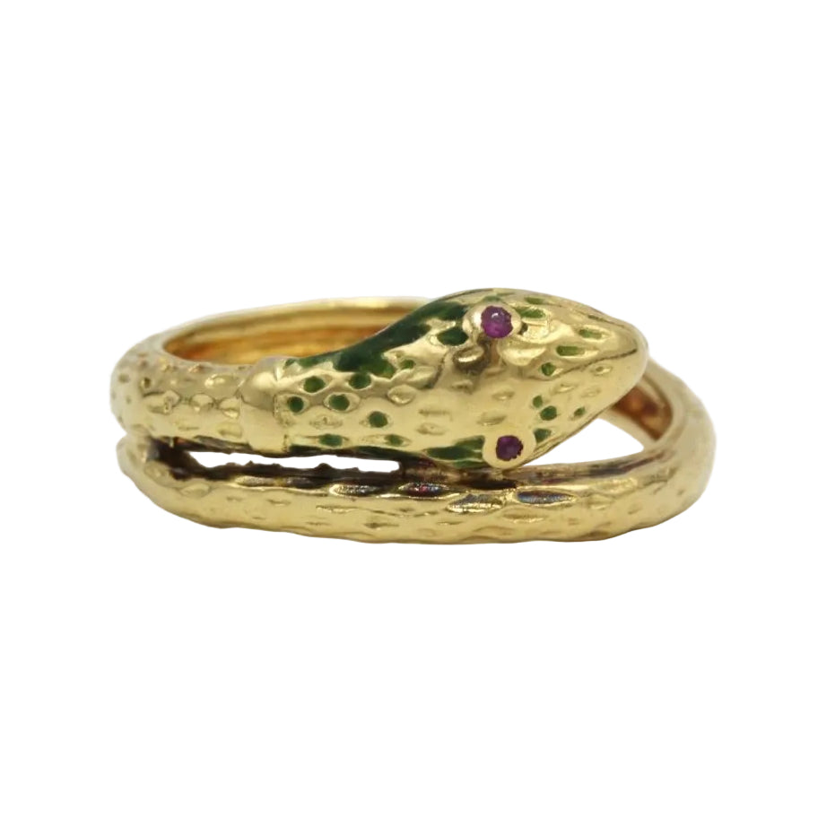 Bague Serpent en or jaune et rubis - Castafiore