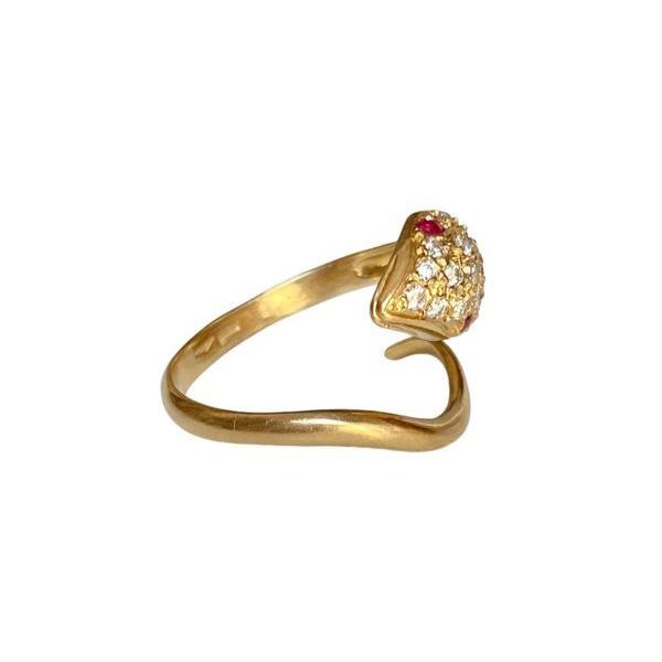 Bague Serpent en or jaune, rubis et diamants - Castafiore