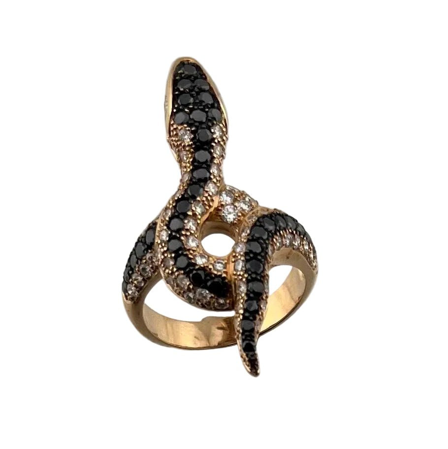Bague serpent en or rose et diamants - Castafiore