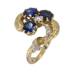 bague serpents en or jaune saphirs et diamants - Castafiore