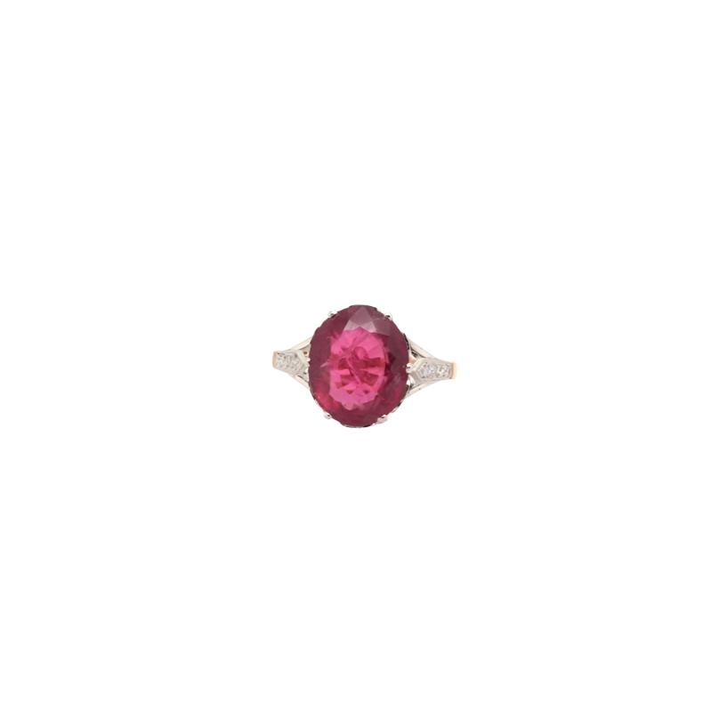 Bague sertie d’un rubellite en or 18k et platine - Castafiore