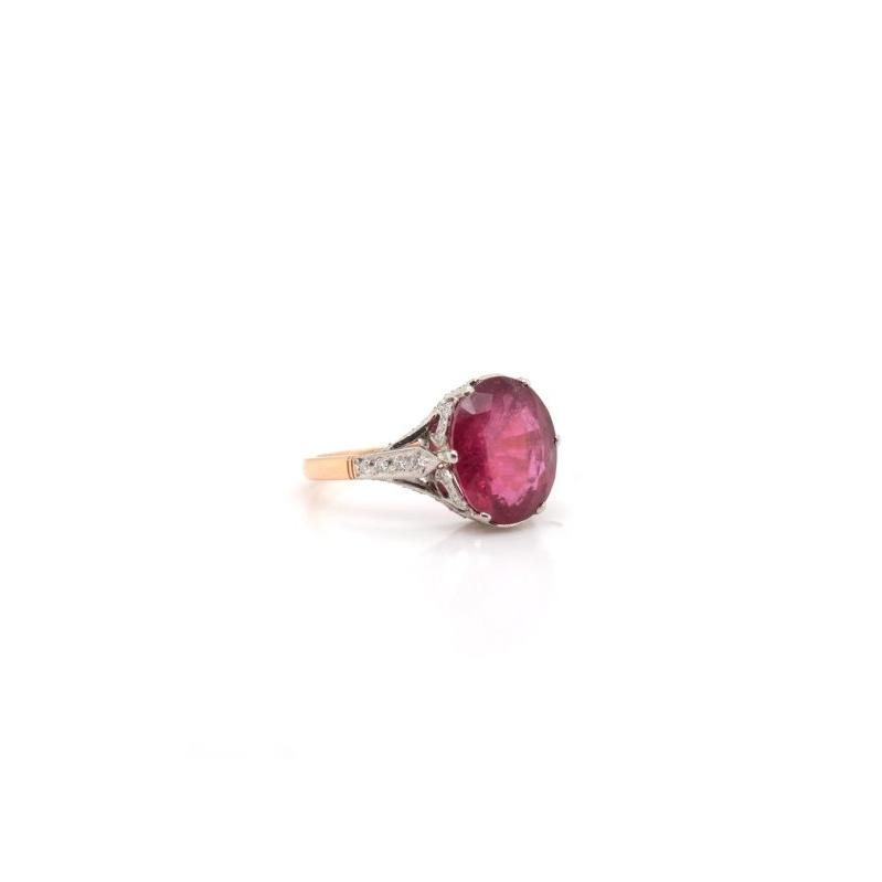 Bague sertie d’un rubellite en or 18k et platine - Castafiore