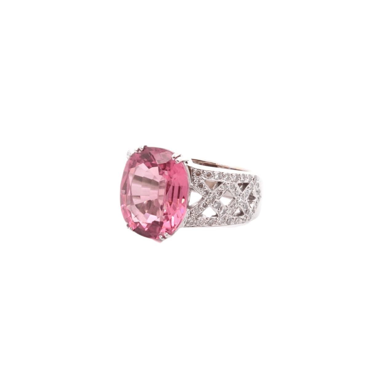 Bague sertie d’une tourmaline rose et diamants - Castafiore