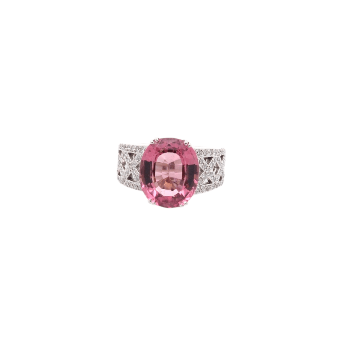 Bague sertie d’une tourmaline rose et diamants - Castafiore