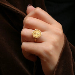 Bague signe du zodiaque Vierge or jaune - Castafiore